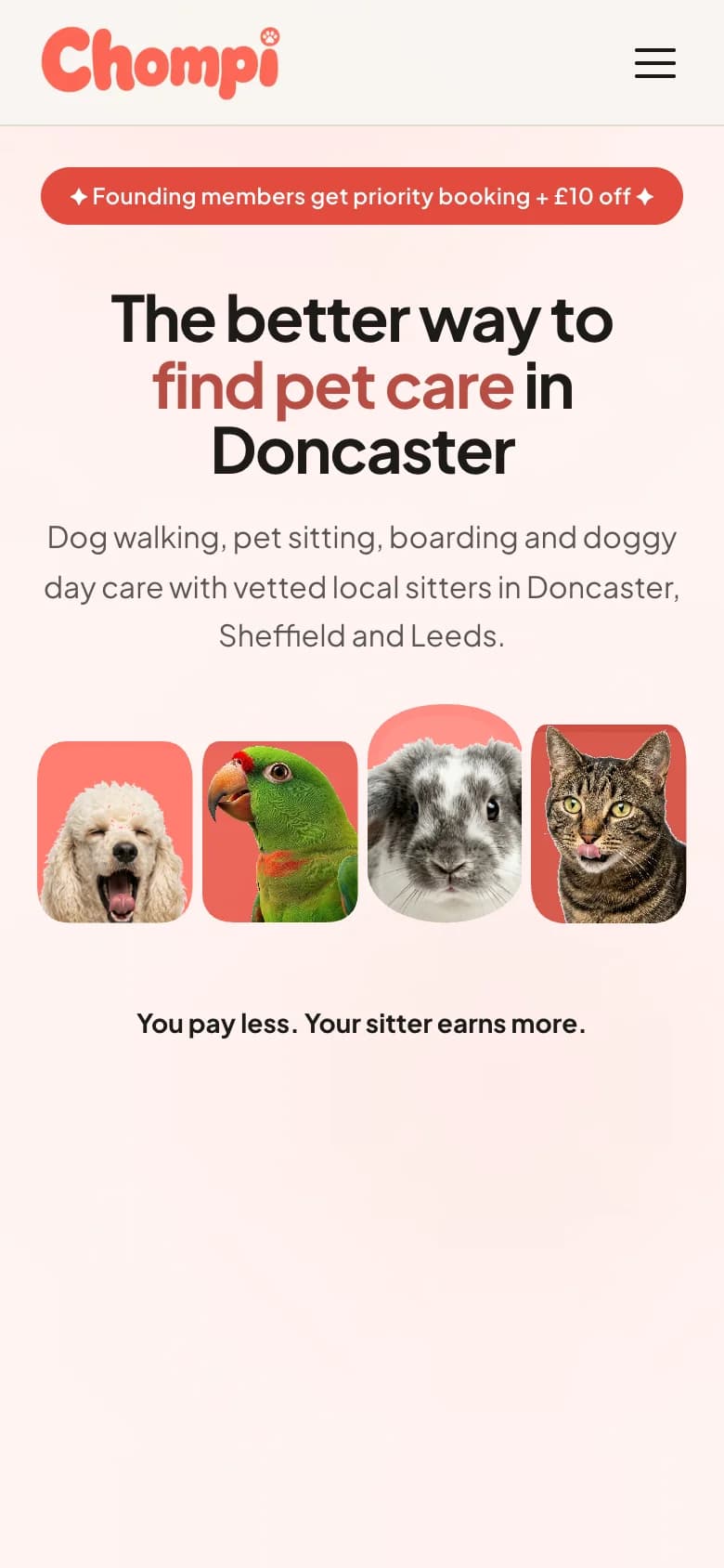 The homepage on a phone